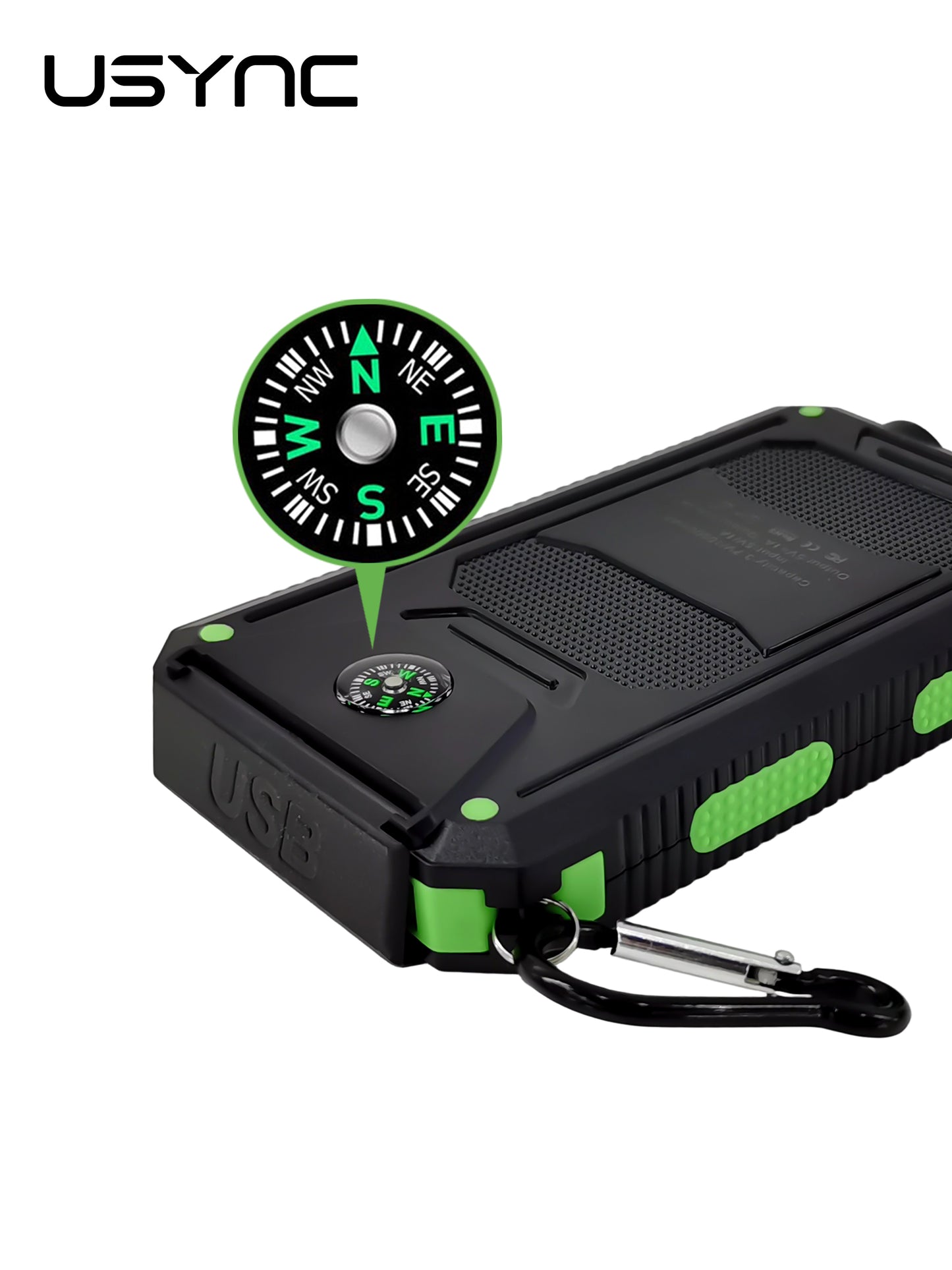 Solar Power Bank - 10,000 mAh - Over charging protection 2 x USB, 1 x USB-C