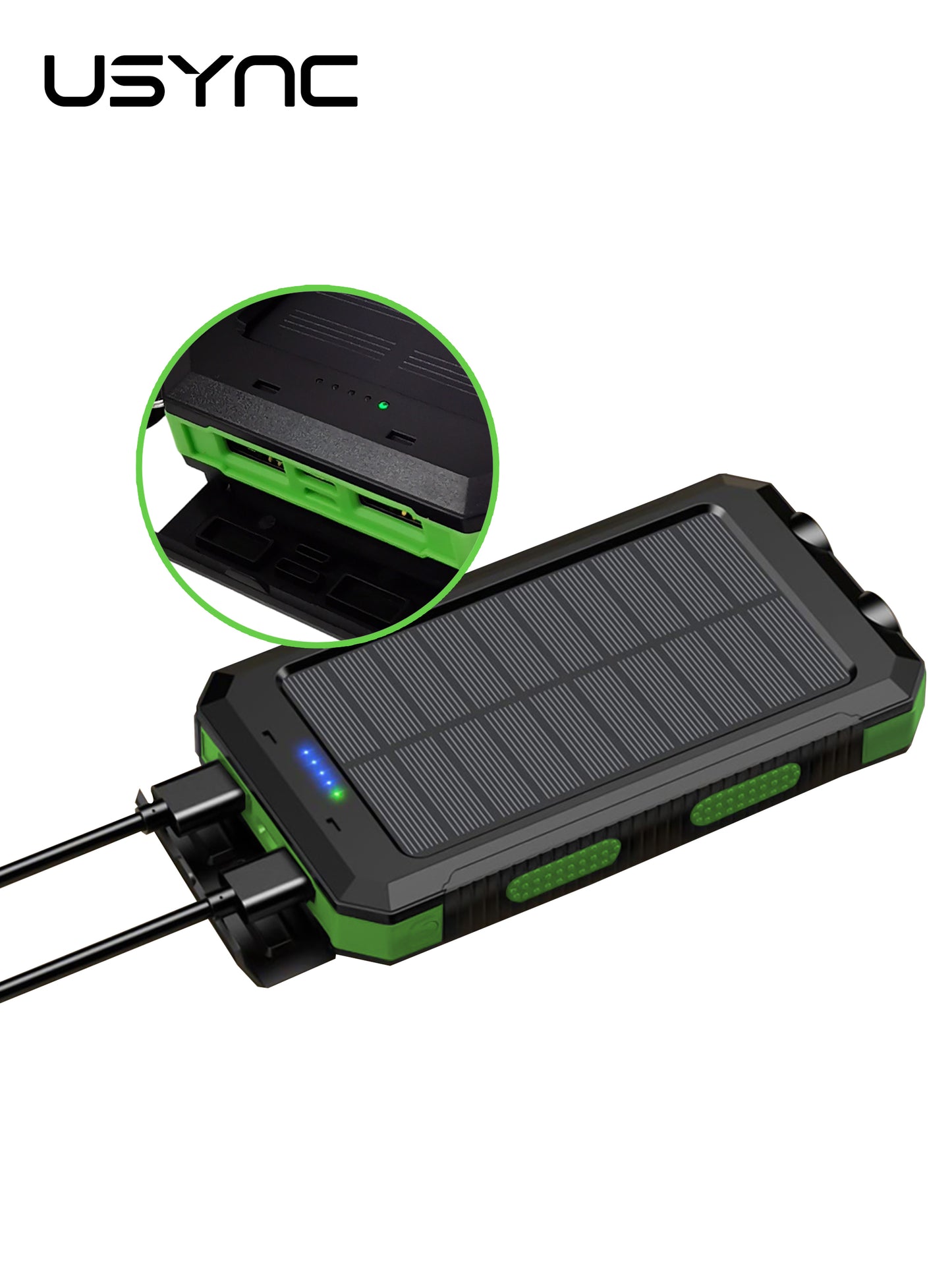 Solar Power Bank - 10,000 mAh - Over charging protection 2 x USB, 1 x USB-C