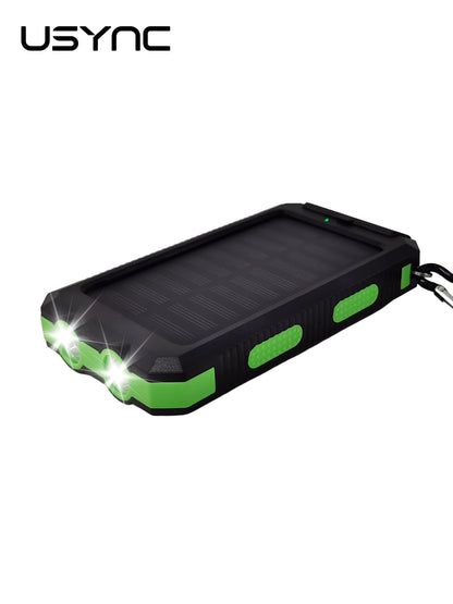 Solar Power Bank - 10,000 mAh - Over charging protection 2 x USB, 1 x USB-C