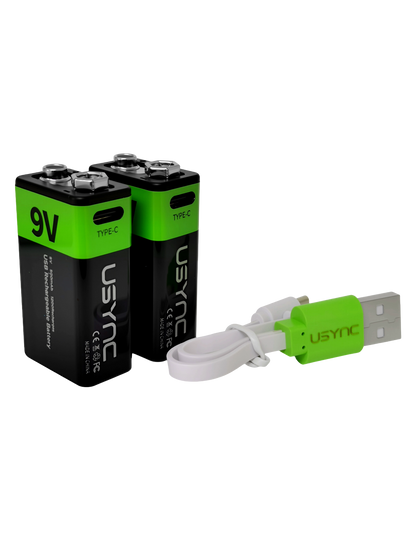 9V rechargeable batteries 2 Pack<br/>3000MWh – 500mAh