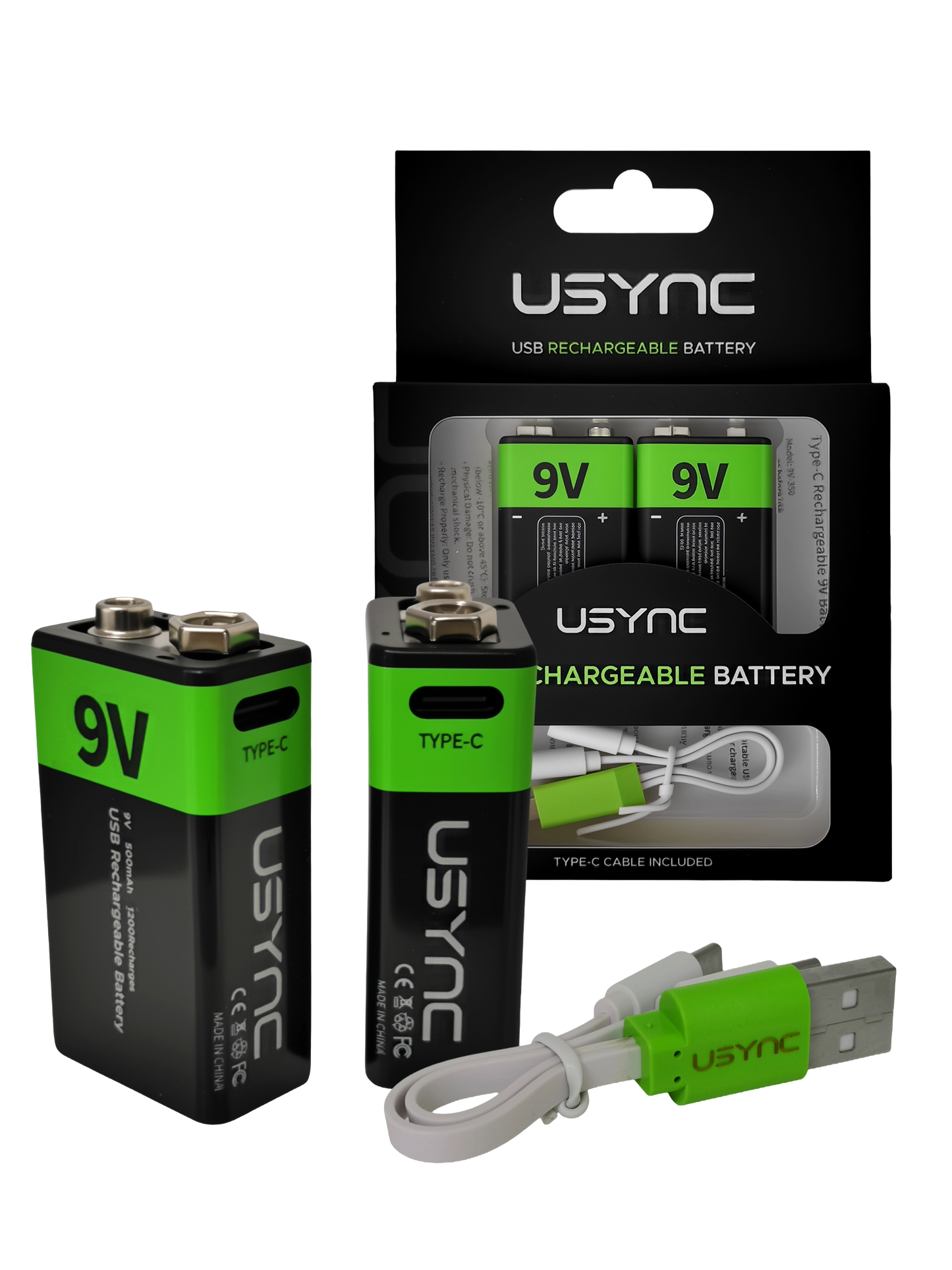 9V rechargeable batteries 2 Pack<br/>3000MWh – 500mAh